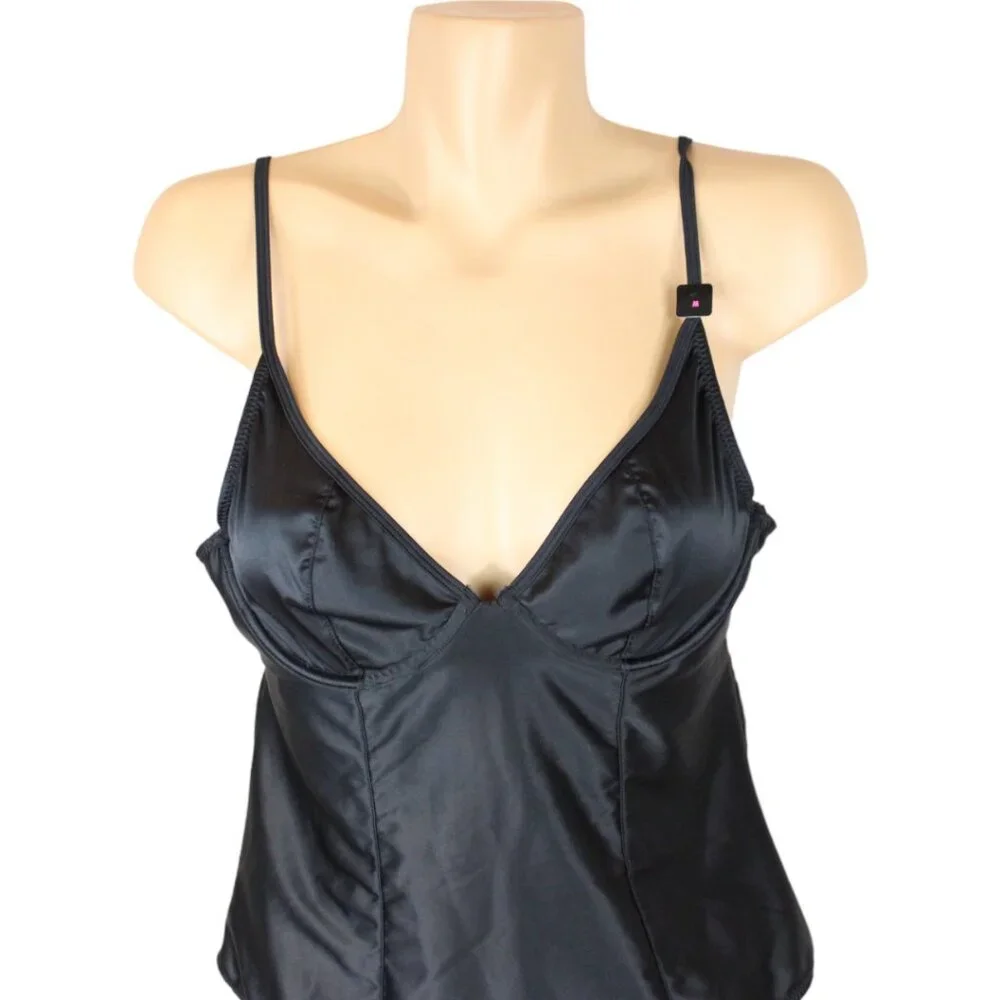 La SENZA Black Satin Chemise Bodysuit - Picture 4 of 10
